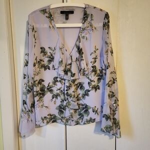 WHBM Floral Ruffle Blouse, M